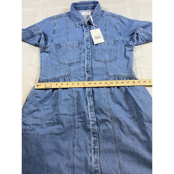 MAYE NWT Montana Denim Shirtdress Midi Button Front  Collared Blue Jean Dress - Picture 13 of 15